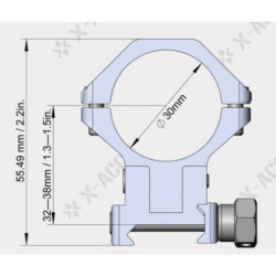 Anillas 30mm VECTOR Picatinny ajustables en altura de 32mm a 38mm