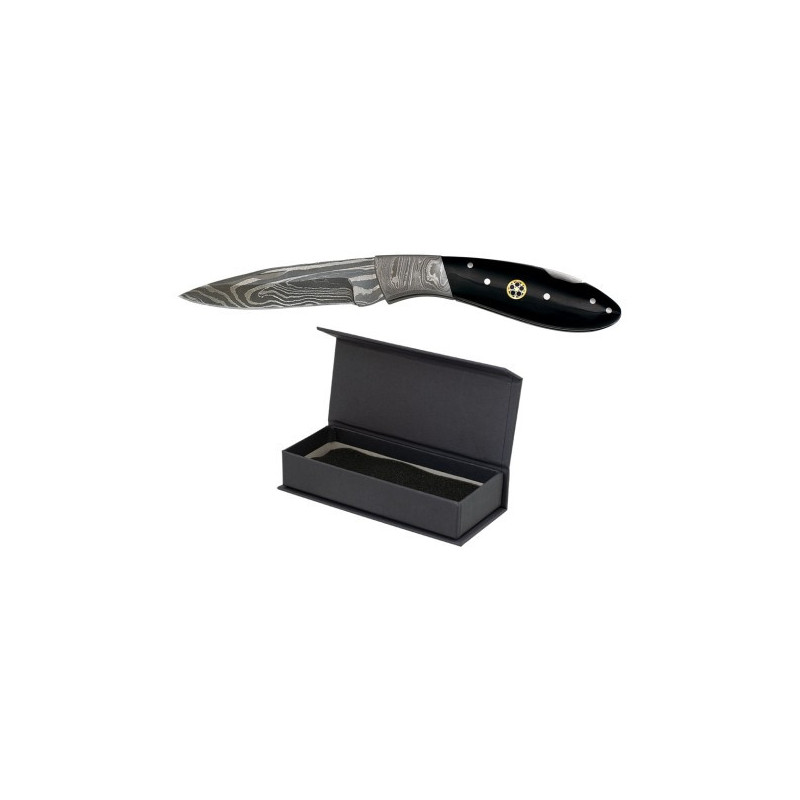 Navaja Albainox acero Damasco hoja 8cm y mango de asta