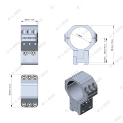 Anillas Vector X-ACCU ajustables en elevación de 34mm para rail de 11mm.