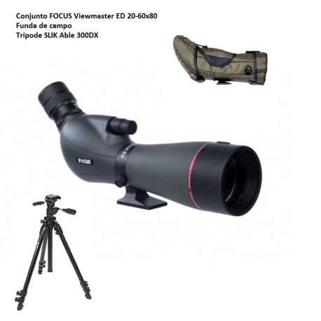 Telescópio FOCUS Viewmaster ED 20-60x80mm+funda+trípode SLIK Able 3000DX