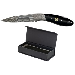 Navaja Albainox acero Damasco hoja 8cm y mango de asta