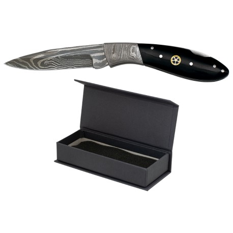 Navaja Albainox acero Damasco hoja 8cm y mango de asta